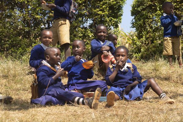 Schoolkids Tanzania break time