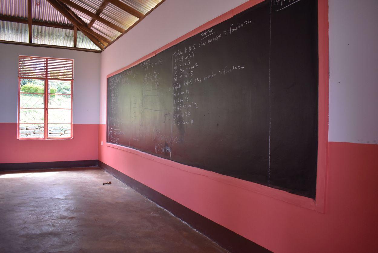 Blackboard in refurbished classroom